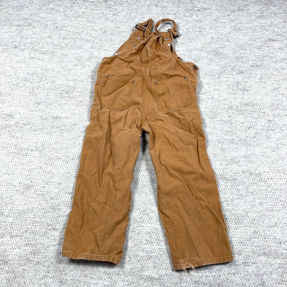 Carhartt Youth Bibs Overalls size 6 Brown Reinforced Double Knee Duck Canvas - Picture 2 of 14